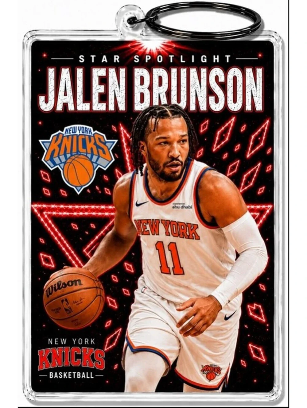 3977 Jalen Brunson Keychain Red Spotlight Premium Keychain No Nameplate